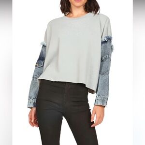 Vintage Havana Fleece with Denim Tencel Combo Crewneck CC9910